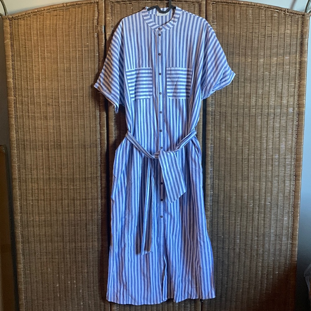 Pieces blue and white striped dress size L
